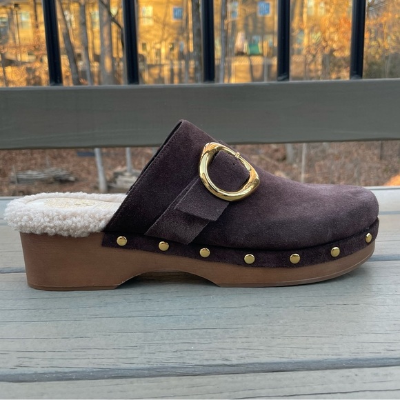 NWOB Vince Camuto Canzenee Sherpa Clogs in Rootbeer Suede size 9 - Picture 13 of 16